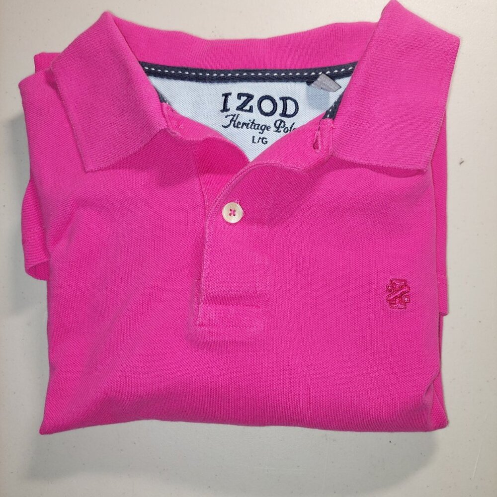 Pink Izod Polo Short Sleeve Shirt Size Large